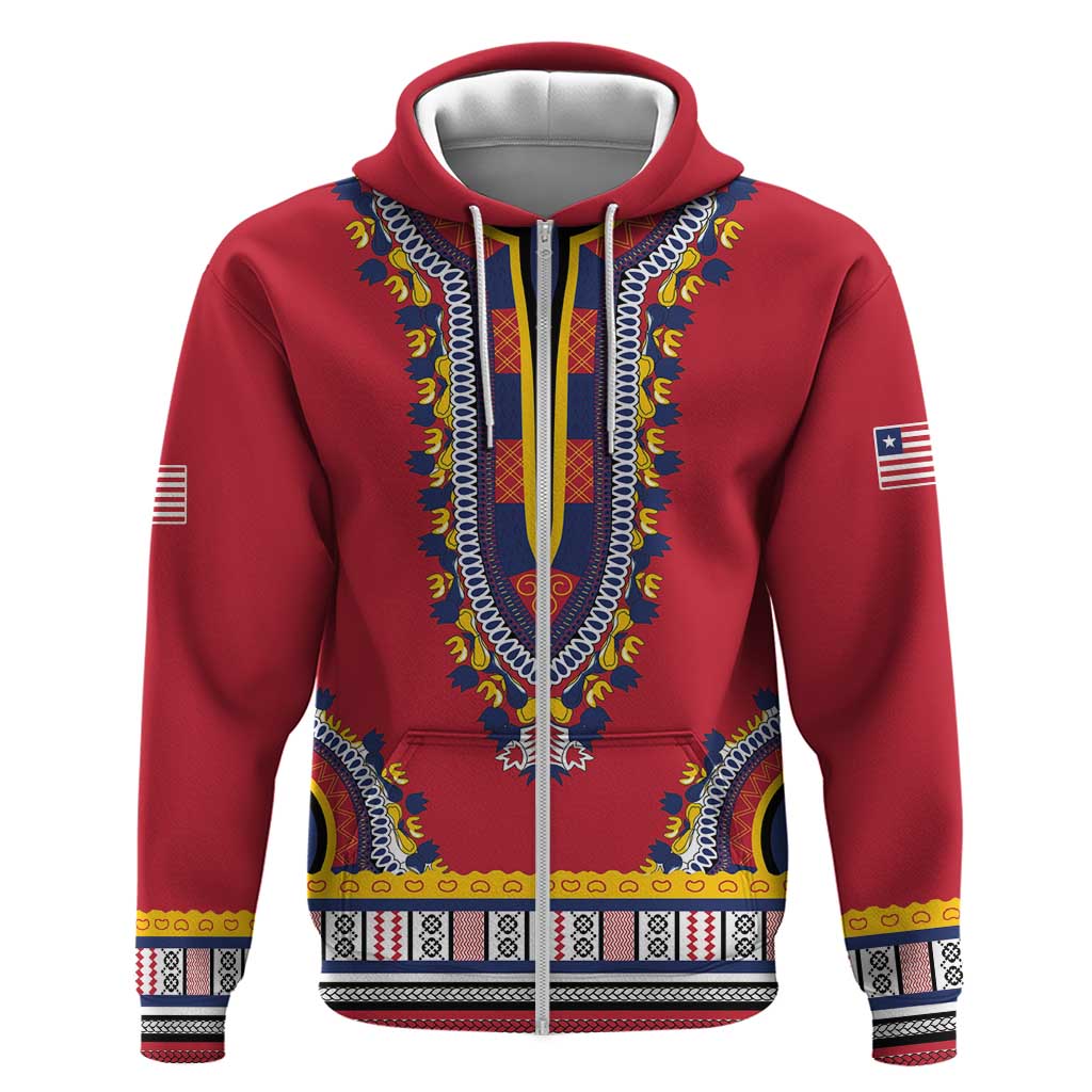 Personalized Liberia Dashiki Hoodie Red Color - Wonder Print Shop