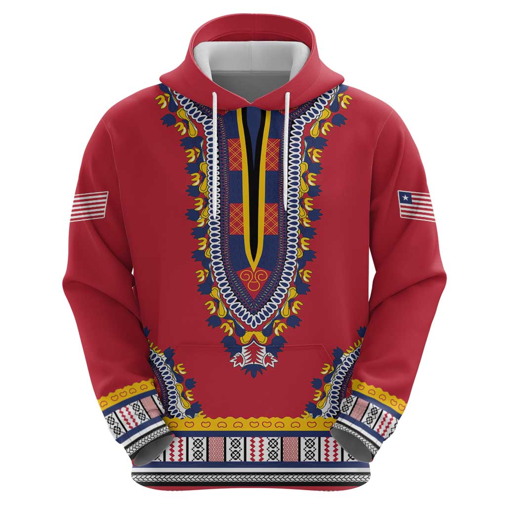 Personalized Liberia Dashiki Hoodie Red Color - Wonder Print Shop