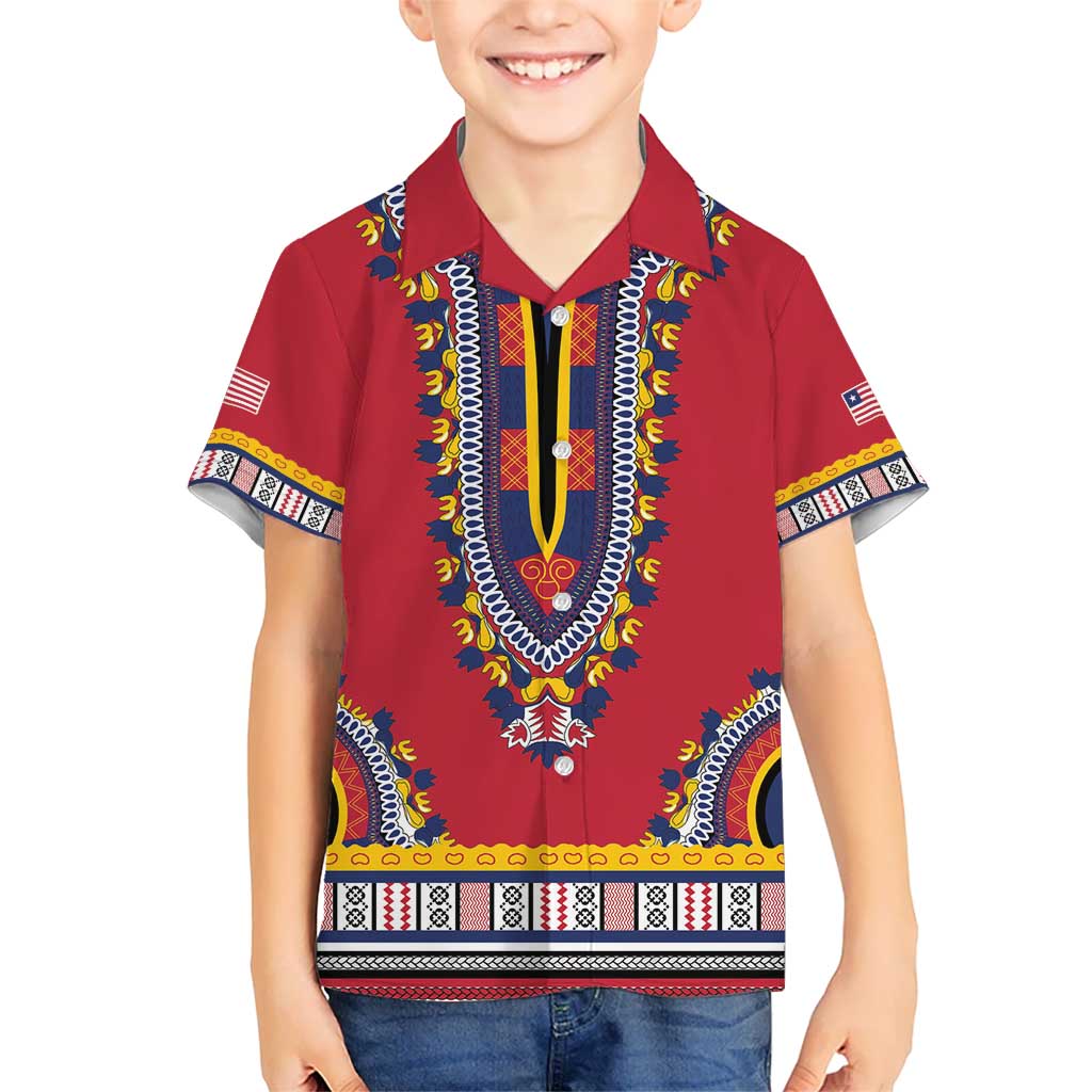 Personalized Liberia Dashiki Kid Hawaiian Shirt Red Color - Wonder Print Shop