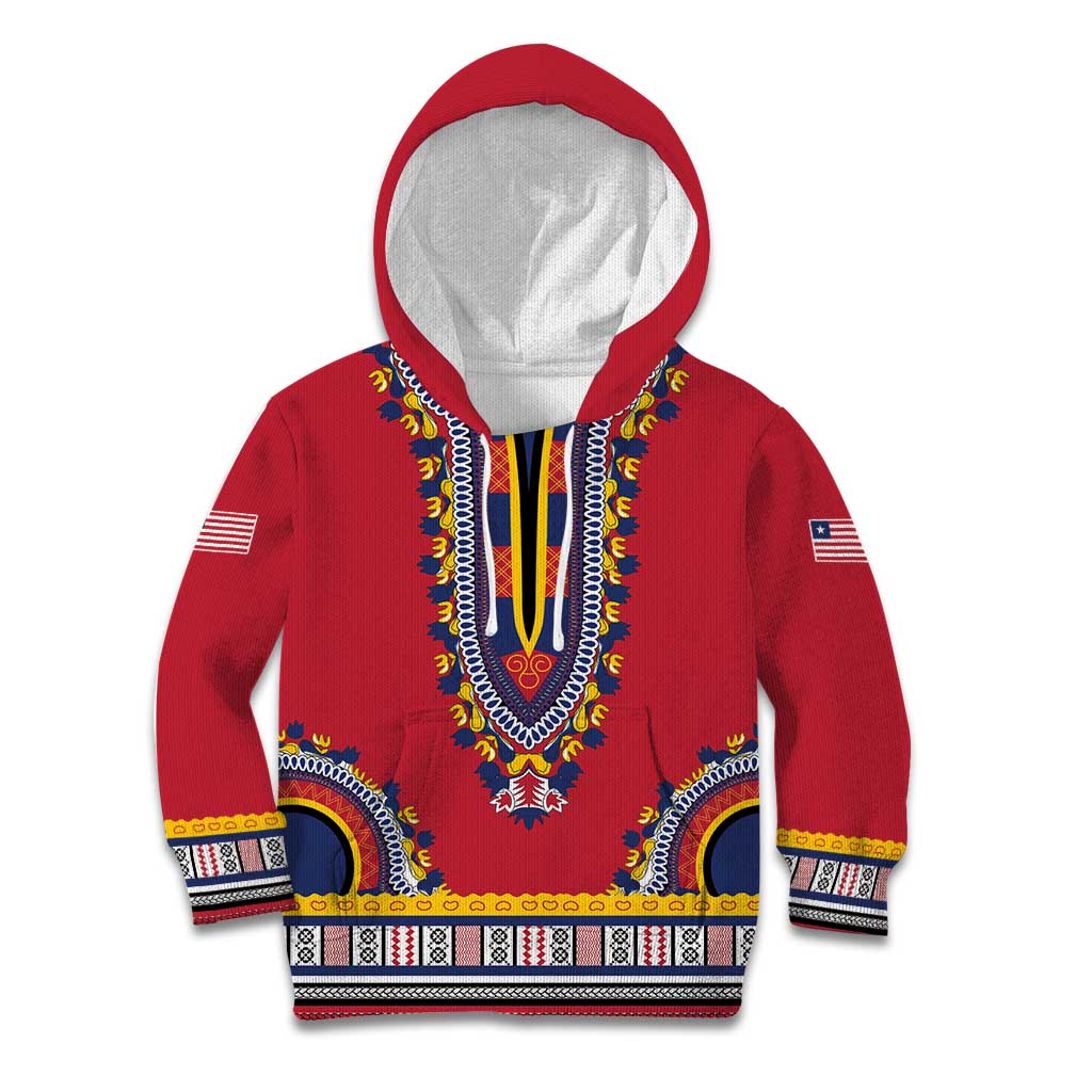 Personalized Liberia Dashiki Kid Hoodie Red Color - Wonder Print Shop