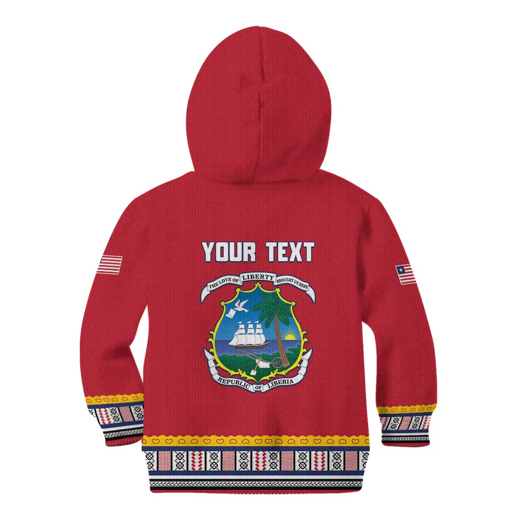 Personalized Liberia Dashiki Kid Hoodie Red Color - Wonder Print Shop