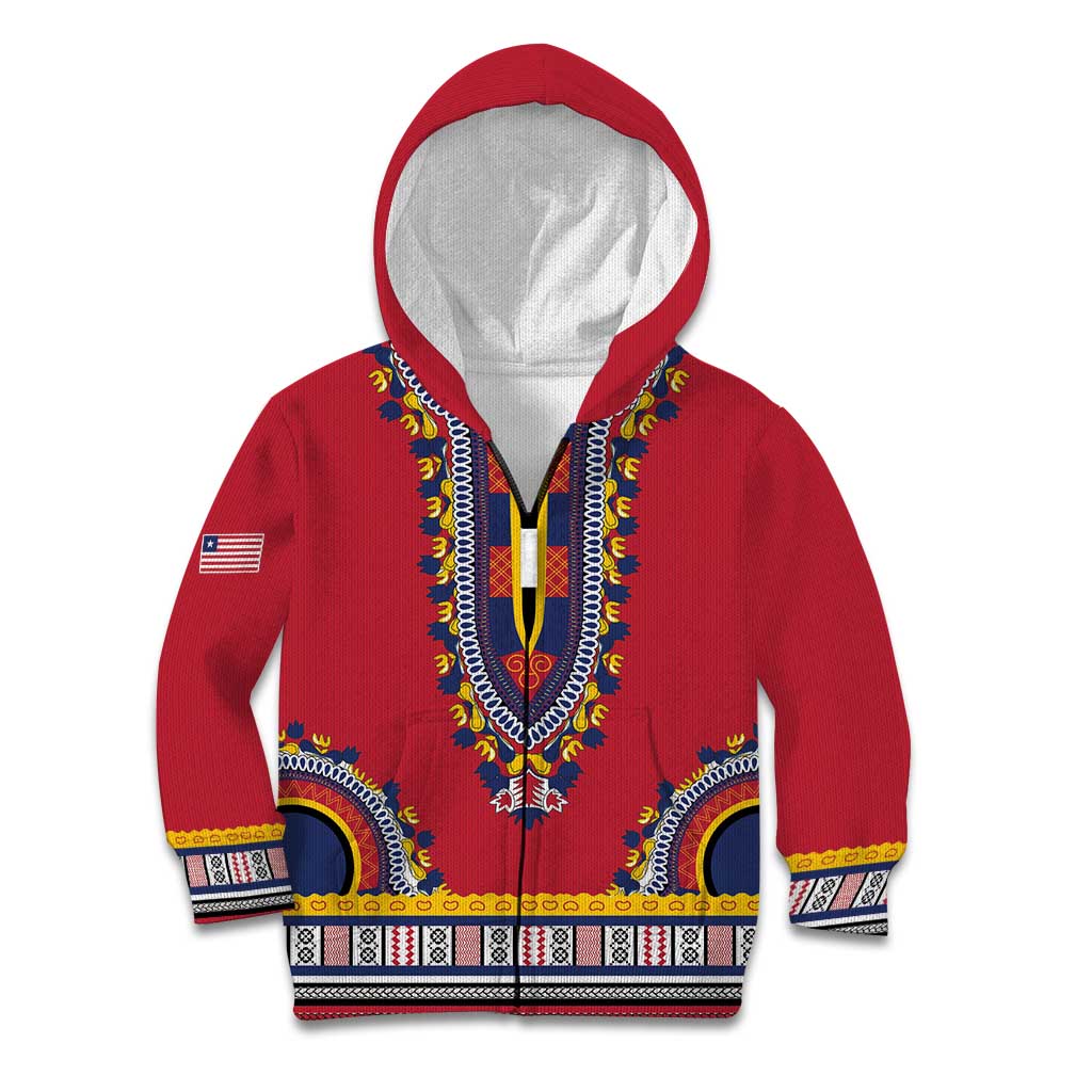 Personalized Liberia Dashiki Kid Hoodie Red Color - Wonder Print Shop