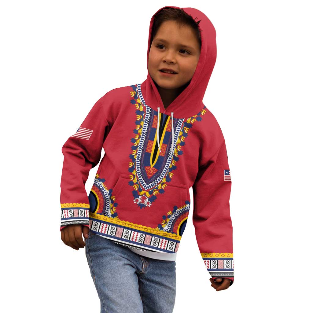 Personalized Liberia Dashiki Kid Hoodie Red Color - Wonder Print Shop