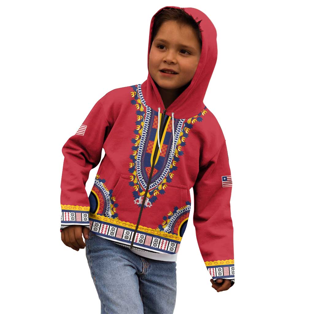 Personalized Liberia Dashiki Kid Hoodie Red Color - Wonder Print Shop