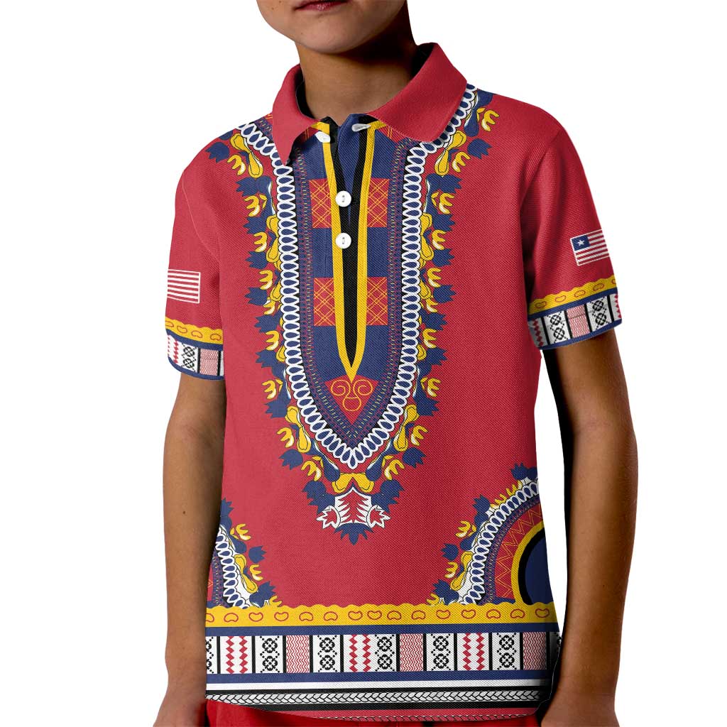 Personalized Liberia Dashiki Kid Polo Shirt Red Color - Wonder Print Shop