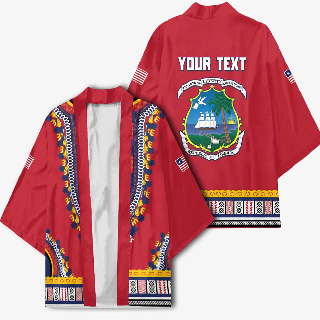 Personalized Liberia Dashiki Kimono Red Color - Wonder Print Shop