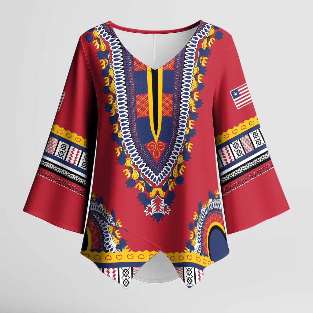 Personalized Liberia Dashiki Kimono Sleeve Blouse Red Color - Wonder Print Shop
