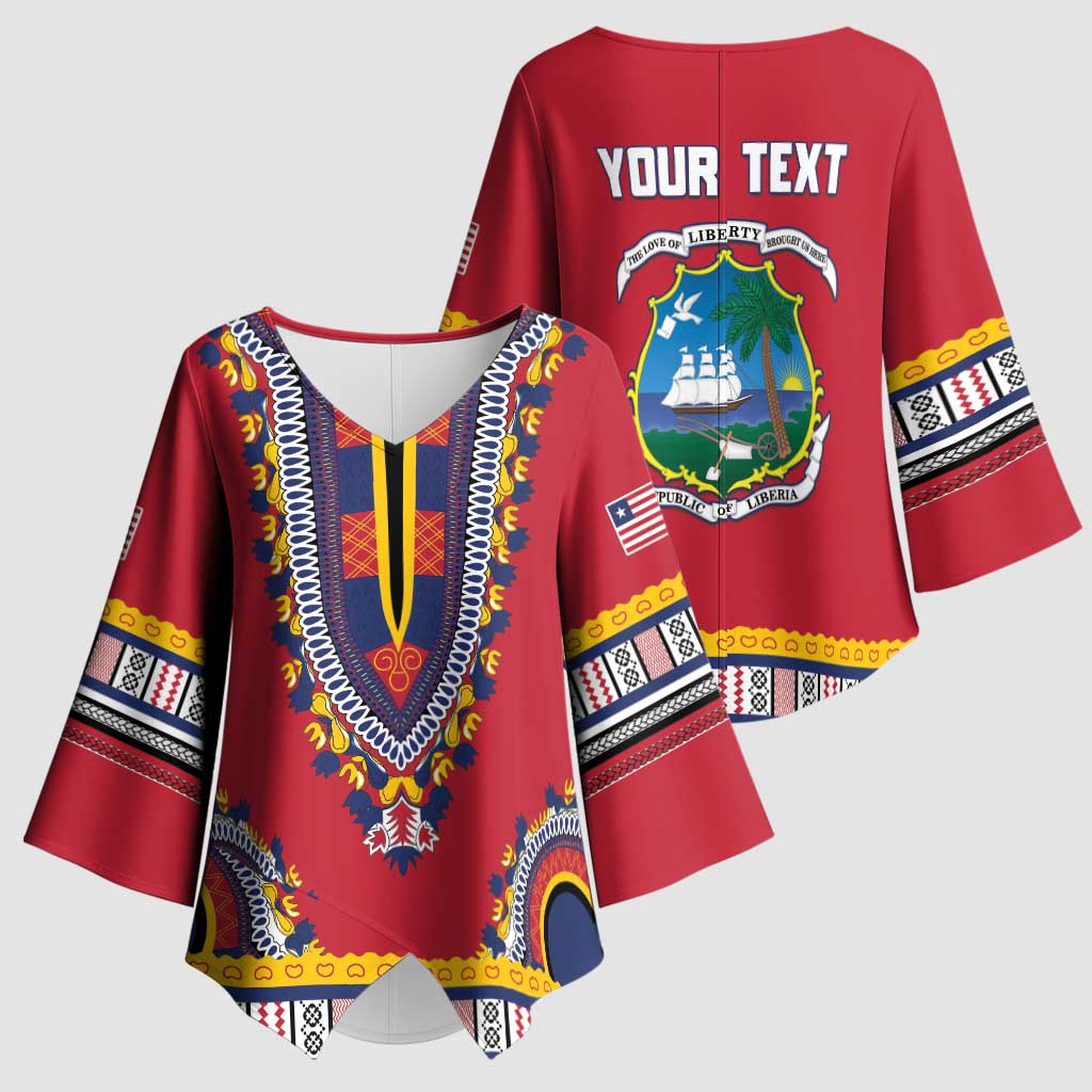 Personalized Liberia Dashiki Kimono Sleeve Blouse Red Color - Wonder Print Shop