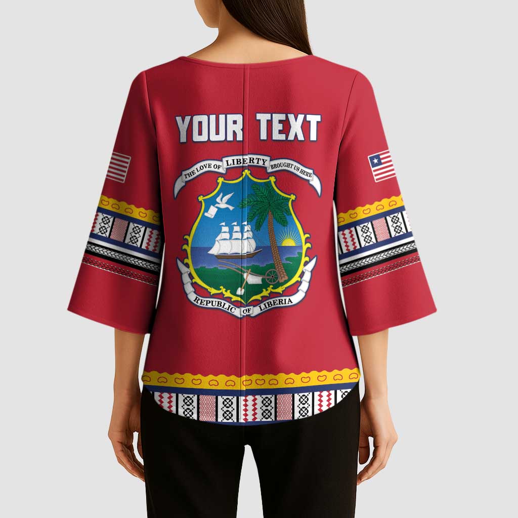 Personalized Liberia Dashiki Kimono Sleeve Blouse Red Color - Wonder Print Shop