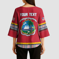 Personalized Liberia Dashiki Kimono Sleeve Blouse Red Color - Wonder Print Shop