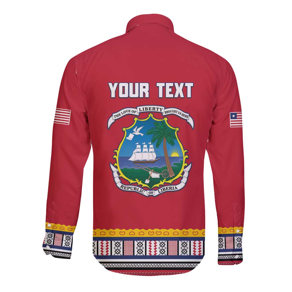 Personalized Liberia Dashiki Long Sleeve Button Shirt Red Color - Wonder Print Shop