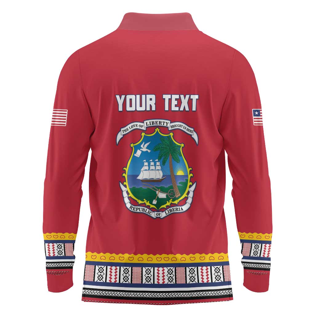 Personalized Liberia Dashiki Long Sleeve Polo Shirt Red Color - Wonder Print Shop