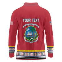 Personalized Liberia Dashiki Long Sleeve Polo Shirt Red Color - Wonder Print Shop