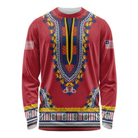 Personalized Liberia Dashiki Long Sleeve Shirt Red Color - Wonder Print Shop