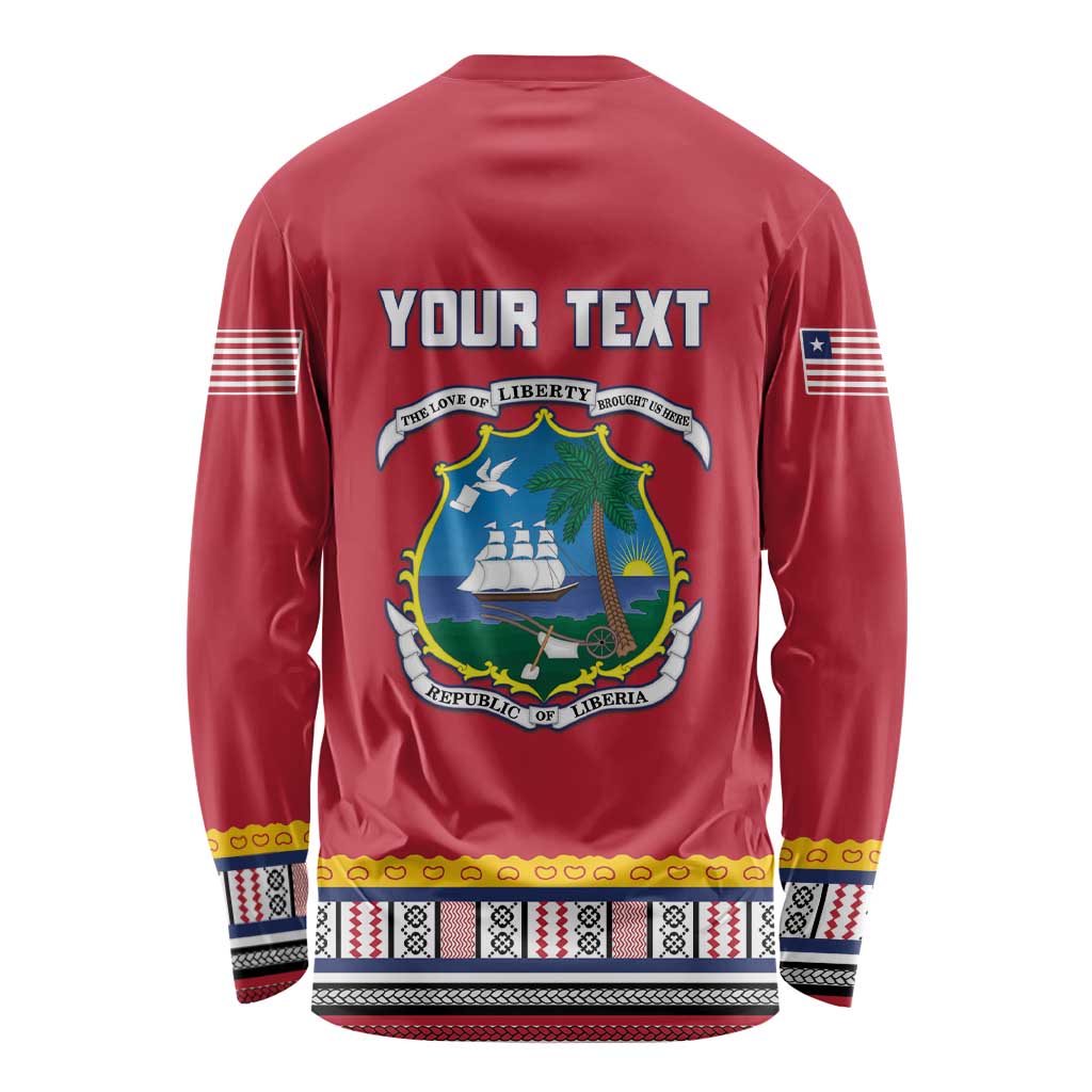 Personalized Liberia Dashiki Long Sleeve Shirt Red Color - Wonder Print Shop