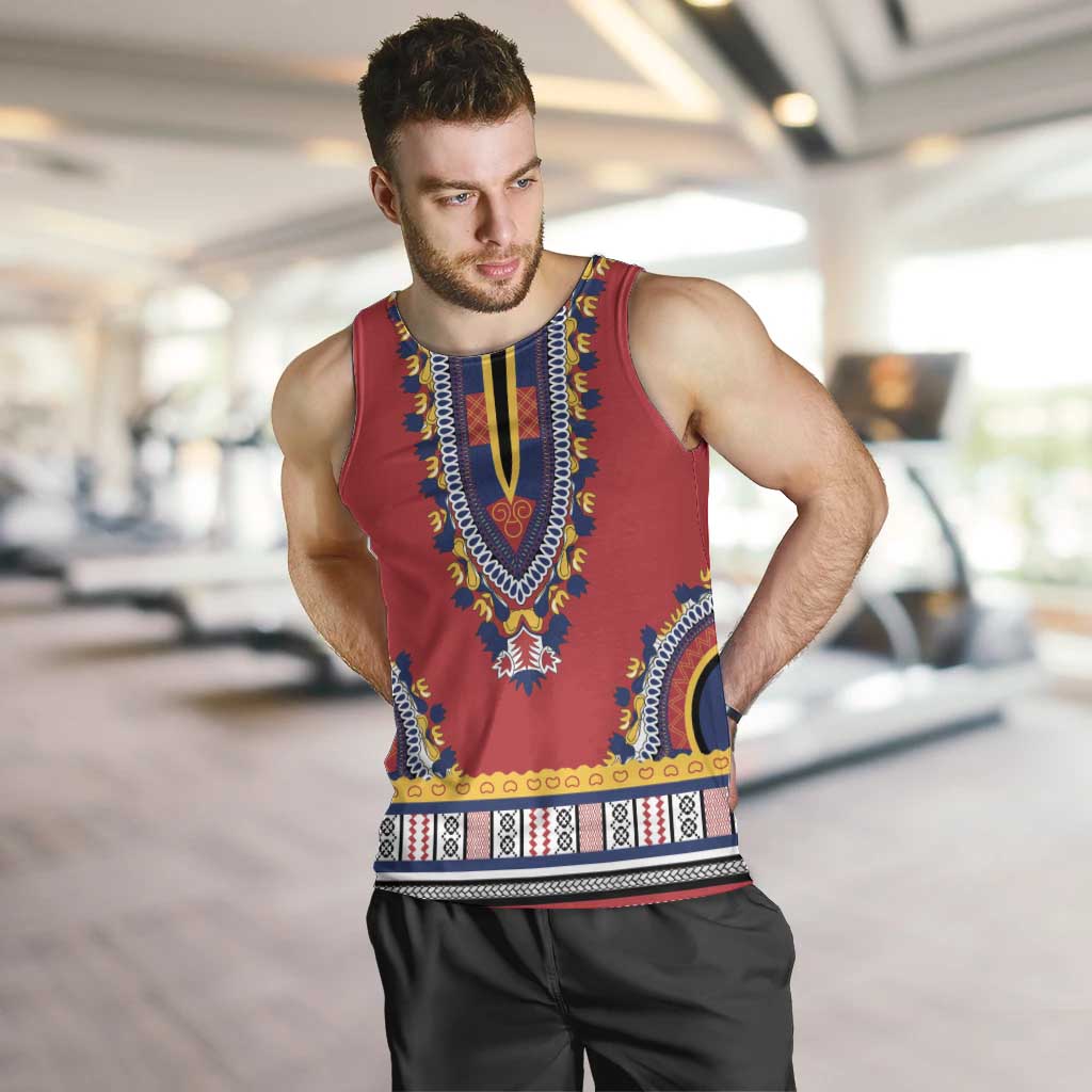 Personalized Liberia Dashiki Men Tank Top Red Color - Wonder Print Shop