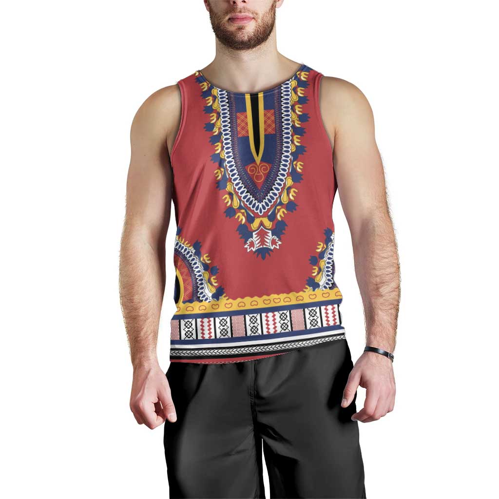 Personalized Liberia Dashiki Men Tank Top Red Color - Wonder Print Shop