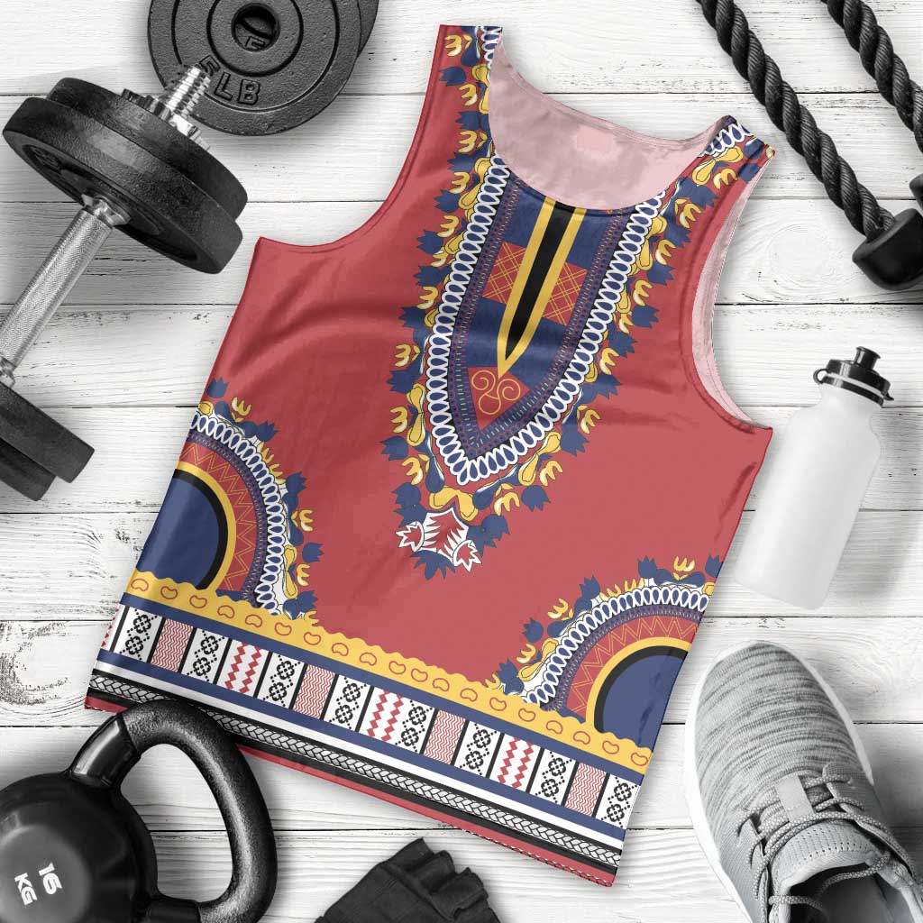 Personalized Liberia Dashiki Men Tank Top Red Color - Wonder Print Shop