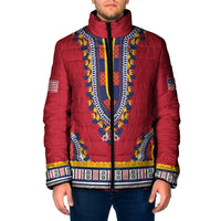 Personalized Liberia Dashiki Padded Jacket Red Color - Wonder Print Shop