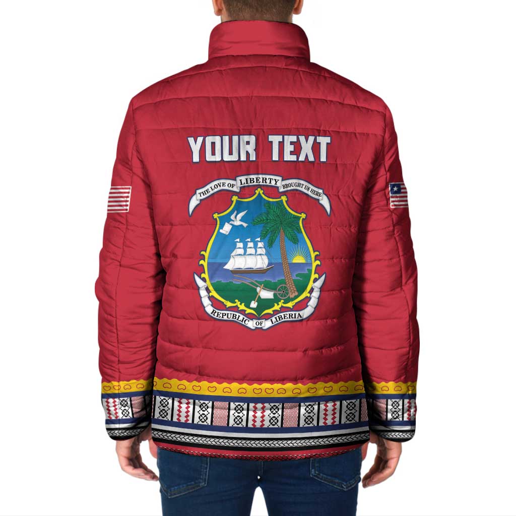 Personalized Liberia Dashiki Padded Jacket Red Color - Wonder Print Shop