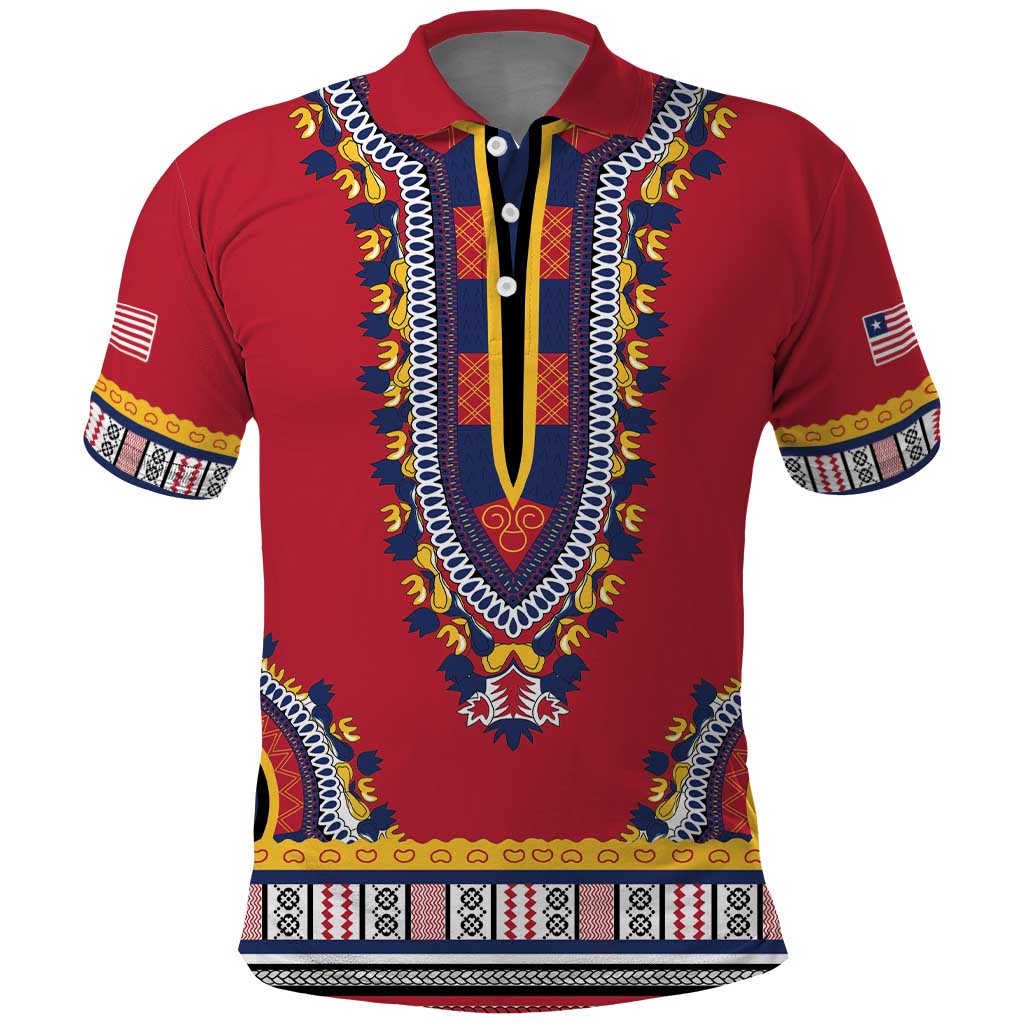 Personalized Liberia Dashiki Polo Shirt Red Color - Wonder Print Shop
