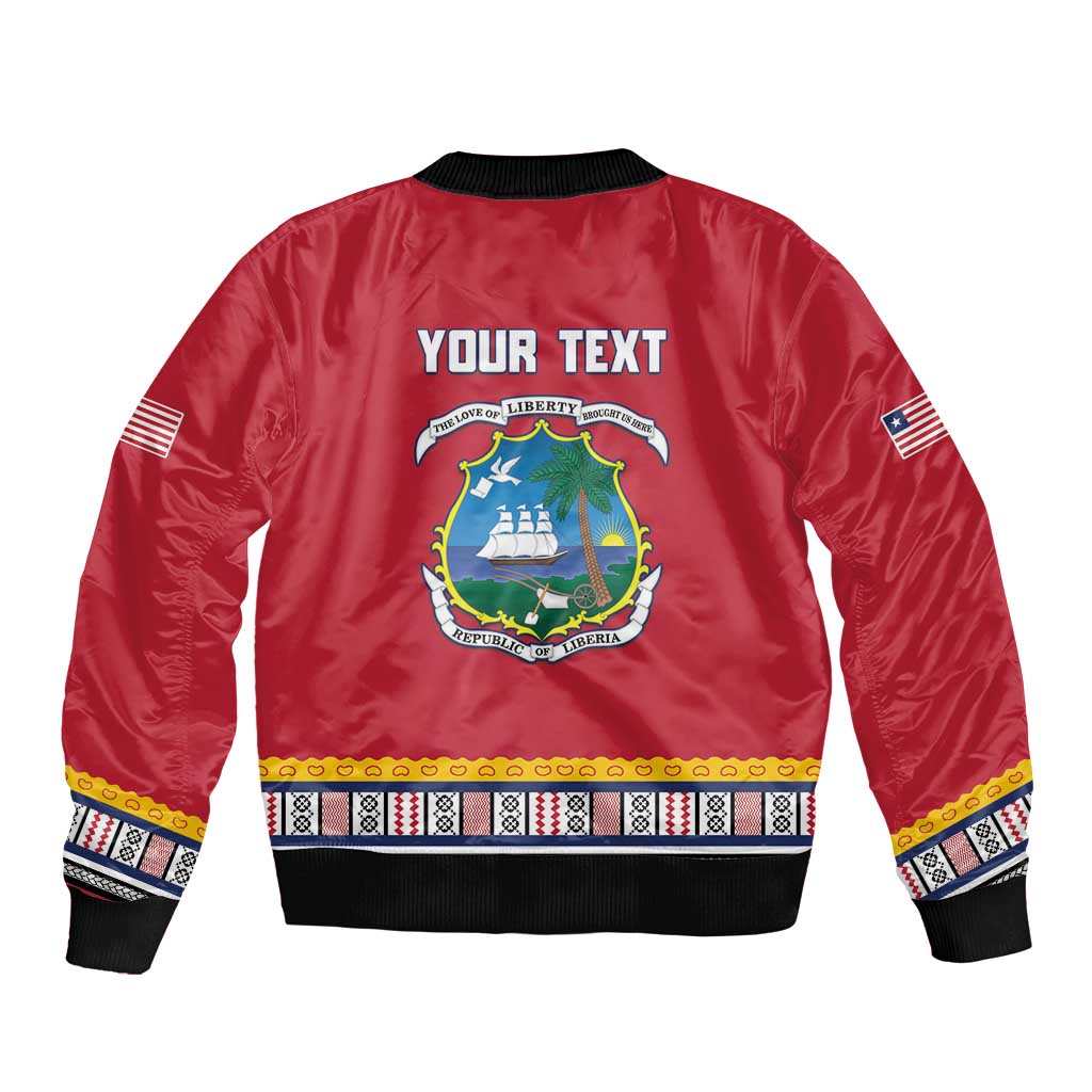 Personalized Liberia Dashiki Sleeve Zip Bomber Jacket Red Color - Wonder Print Shop