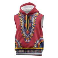 Personalized Liberia Dashiki Sleeveless Hoodie Red Color - Wonder Print Shop