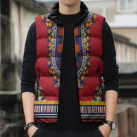 Personalized Liberia Dashiki Sleeveless Puffer Jacket Red Color - Wonder Print Shop