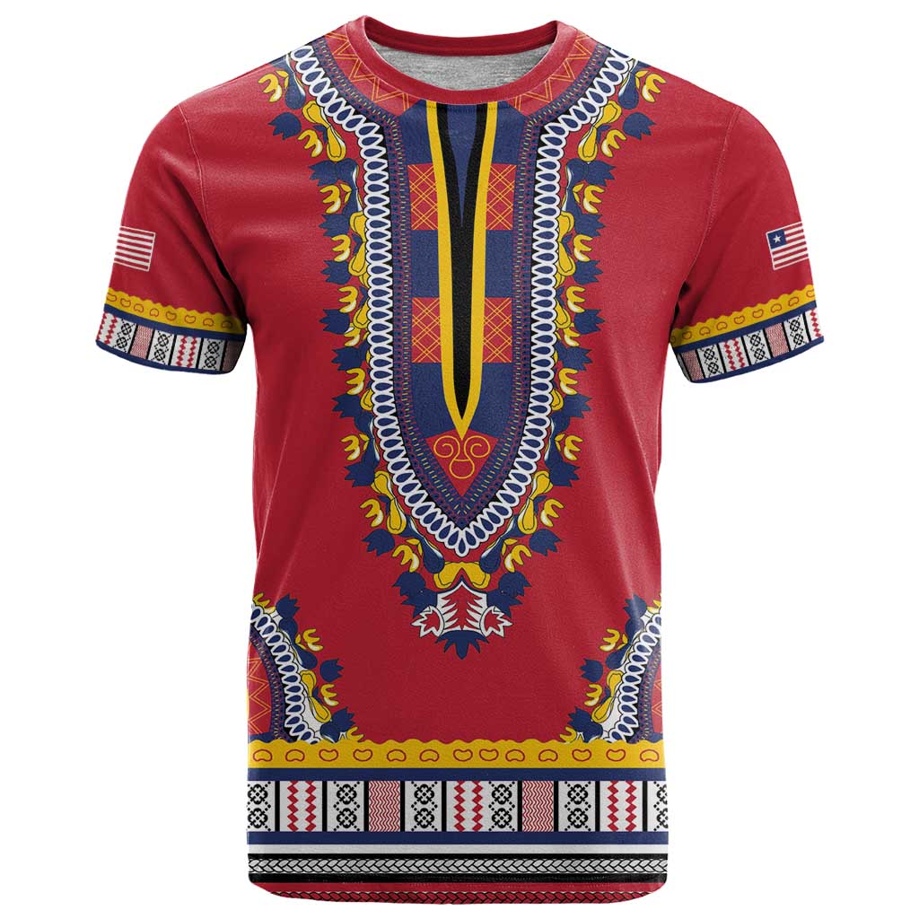 Personalized Liberia Dashiki T Shirt Red Color - Wonder Print Shop