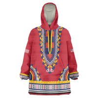 Personalized Liberia Dashiki Wearable Blanket Hoodie Red Color - Wonder Print Shop