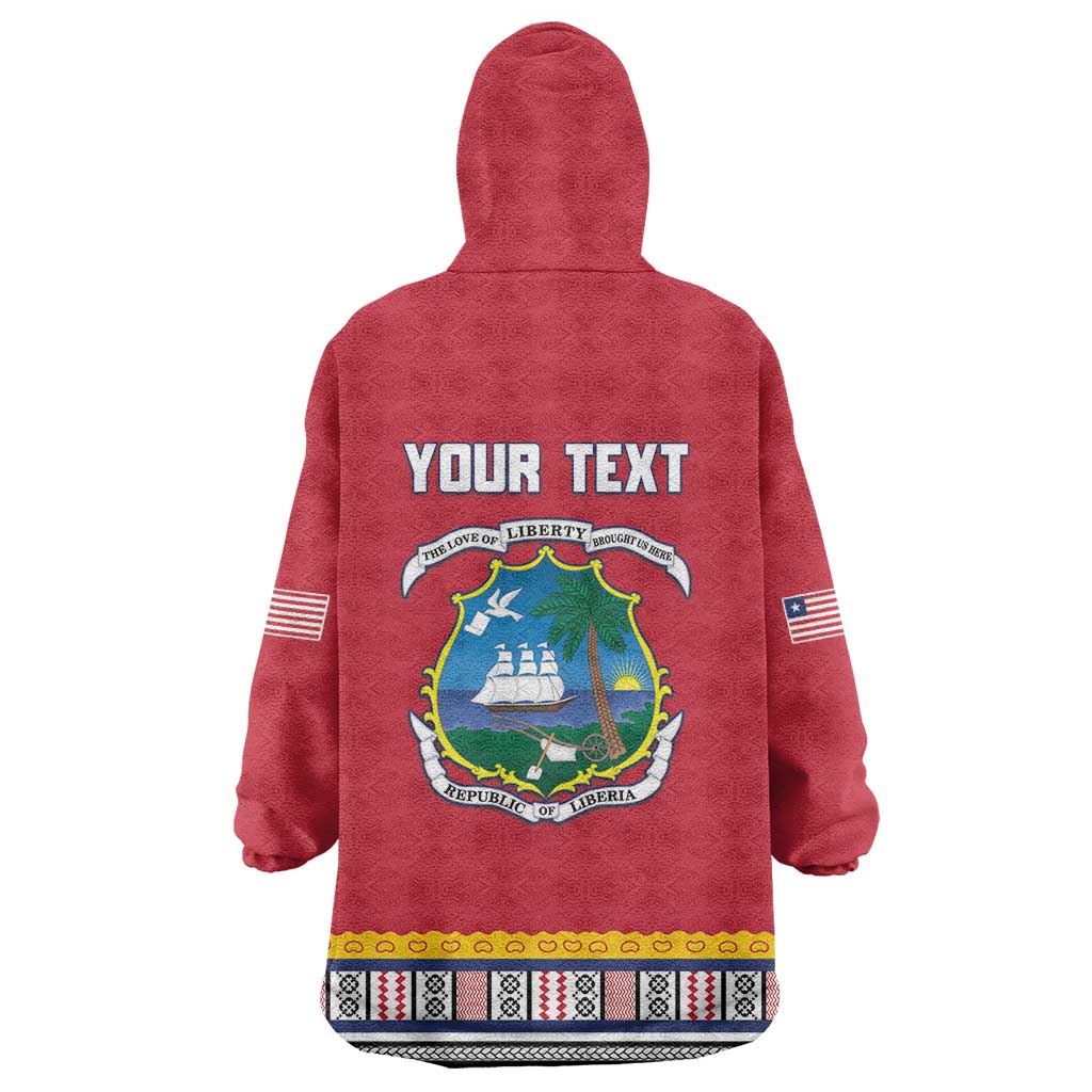 Personalized Liberia Dashiki Wearable Blanket Hoodie Red Color - Wonder Print Shop