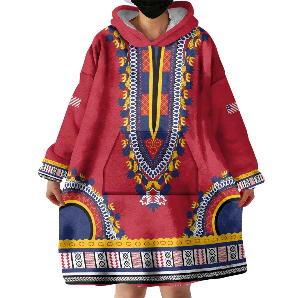 Personalized Liberia Dashiki Wearable Blanket Hoodie Red Color - Wonder Print Shop