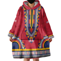 Personalized Liberia Dashiki Wearable Blanket Hoodie Red Color - Wonder Print Shop