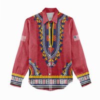 Personalized Liberia Dashiki Women Casual Shirt Red Color - Wonder Print Shop