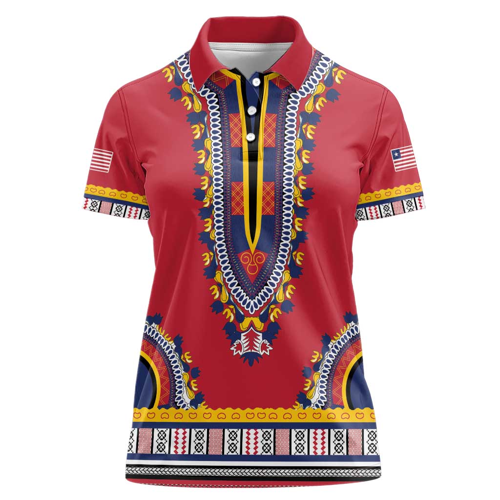 Personalized Liberia Dashiki Women Polo Shirt Red Color - Wonder Print Shop