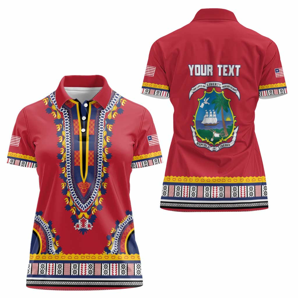 Personalized Liberia Dashiki Women Polo Shirt Red Color - Wonder Print Shop