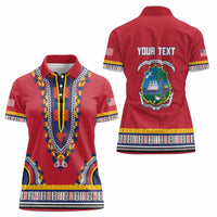 Personalized Liberia Dashiki Women Polo Shirt Red Color - Wonder Print Shop