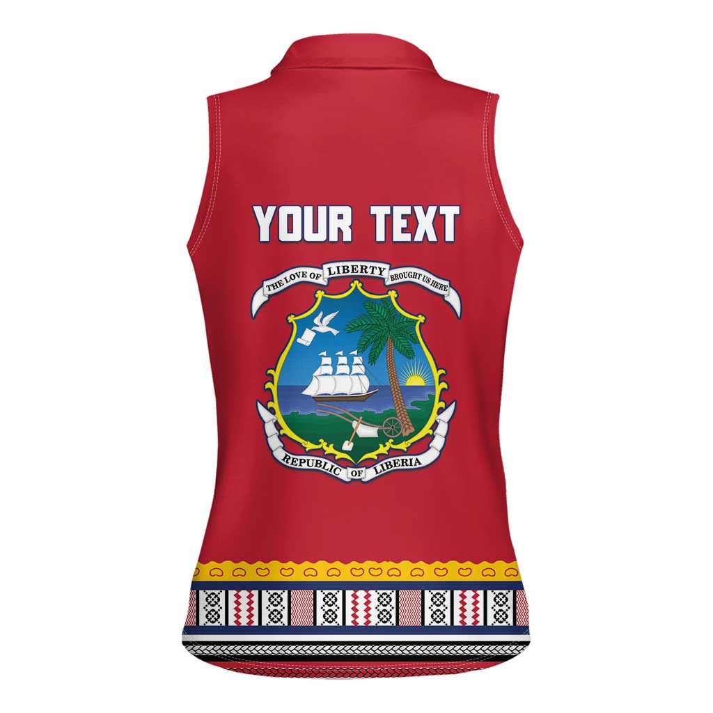 Personalized Liberia Dashiki Women Sleeveless Polo Shirt Red Color - Wonder Print Shop