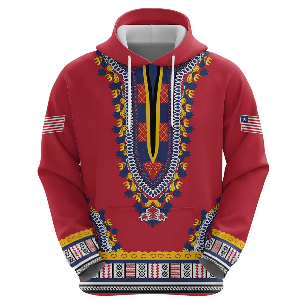 Personalized Liberia Dashiki Zip Hoodie Red Color - Wonder Print Shop