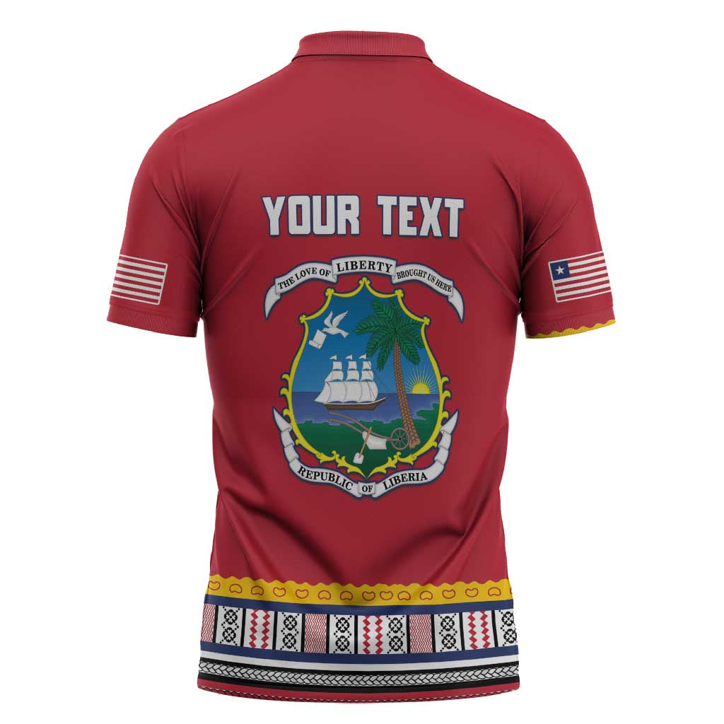 Personalized Liberia Dashiki Zipper Polo Shirt Red Color - Wonder Print Shop