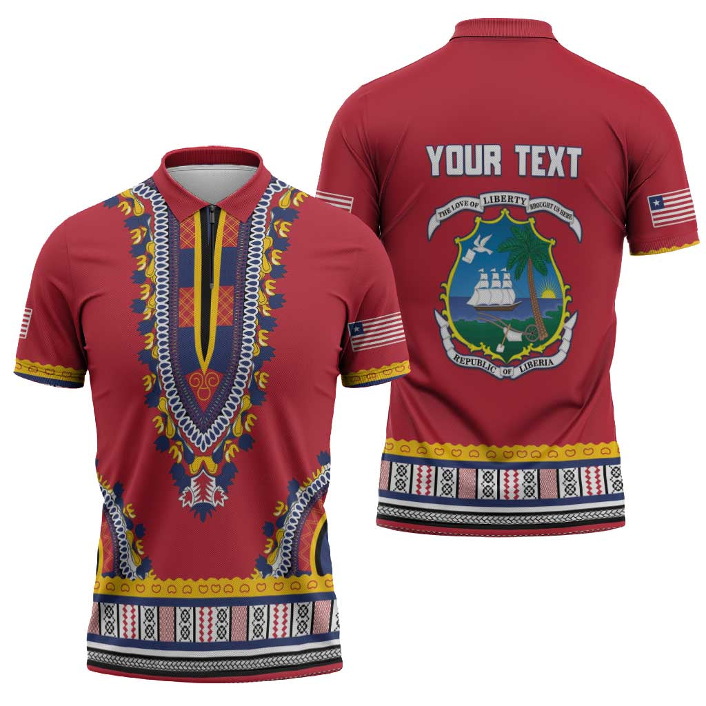 Personalized Liberia Dashiki Zipper Polo Shirt Red Color - Wonder Print Shop
