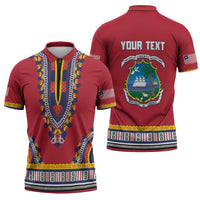 Personalized Liberia Dashiki Zipper Polo Shirt Red Color - Wonder Print Shop