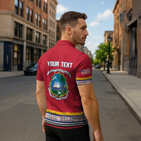 Personalized Liberia Dashiki Zipper Polo Shirt Red Color - Wonder Print Shop