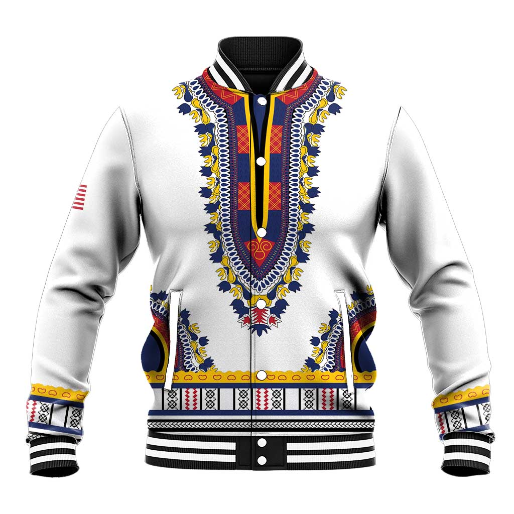 Personalized Liberia Dashiki Baseball Jacket White Color - Wonder Print Shop