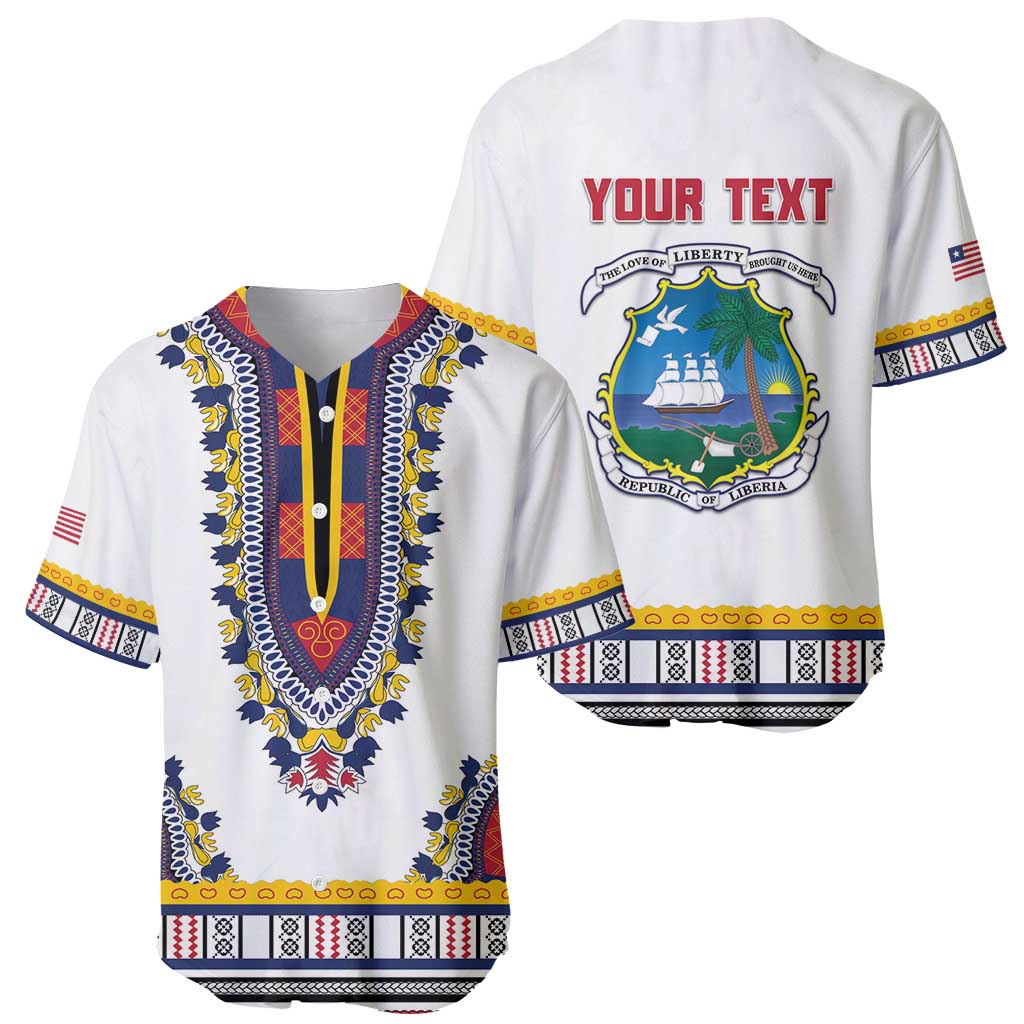 Personalized Liberia Dashiki Baseball Jersey White Color - Wonder Print Shop