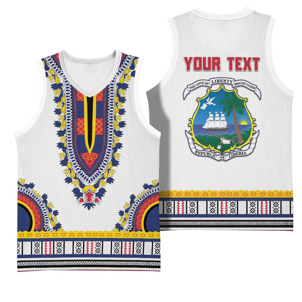 Personalized Liberia Dashiki Basketball Jersey White Color - Wonder Print Shop