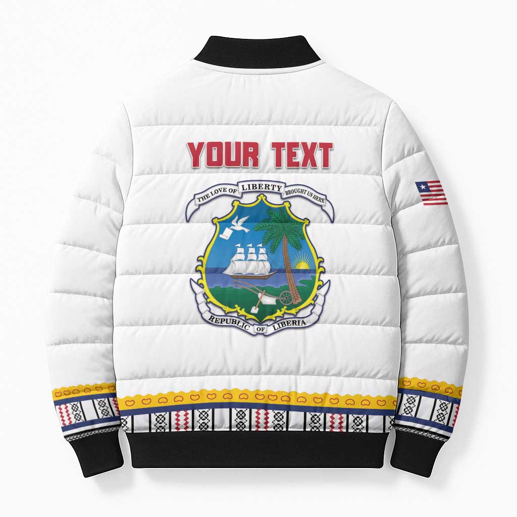 Personalized Liberia Dashiki Bomber Puffer Jacket White Color - Wonder Print Shop
