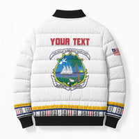 Personalized Liberia Dashiki Bomber Puffer Jacket White Color - Wonder Print Shop