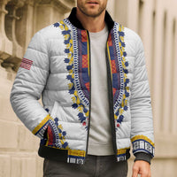 Personalized Liberia Dashiki Bomber Puffer Jacket White Color - Wonder Print Shop
