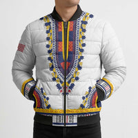 Personalized Liberia Dashiki Bomber Puffer Jacket White Color - Wonder Print Shop